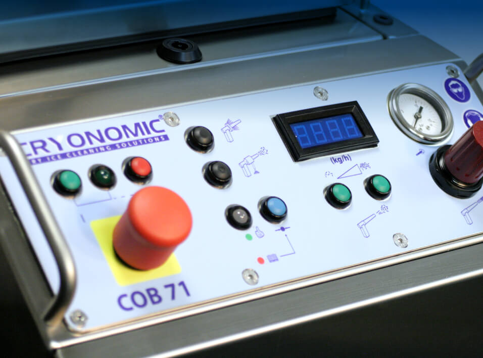 Control Panel close up of a COB71 Dry Ice Blasting Machine