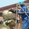 A man Dry Ice Blasting a statue with COMBI72