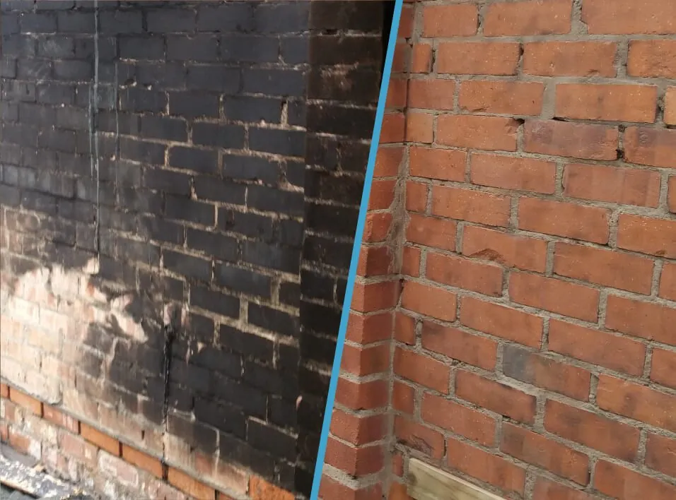 Restored brickwork from dry ice blasting